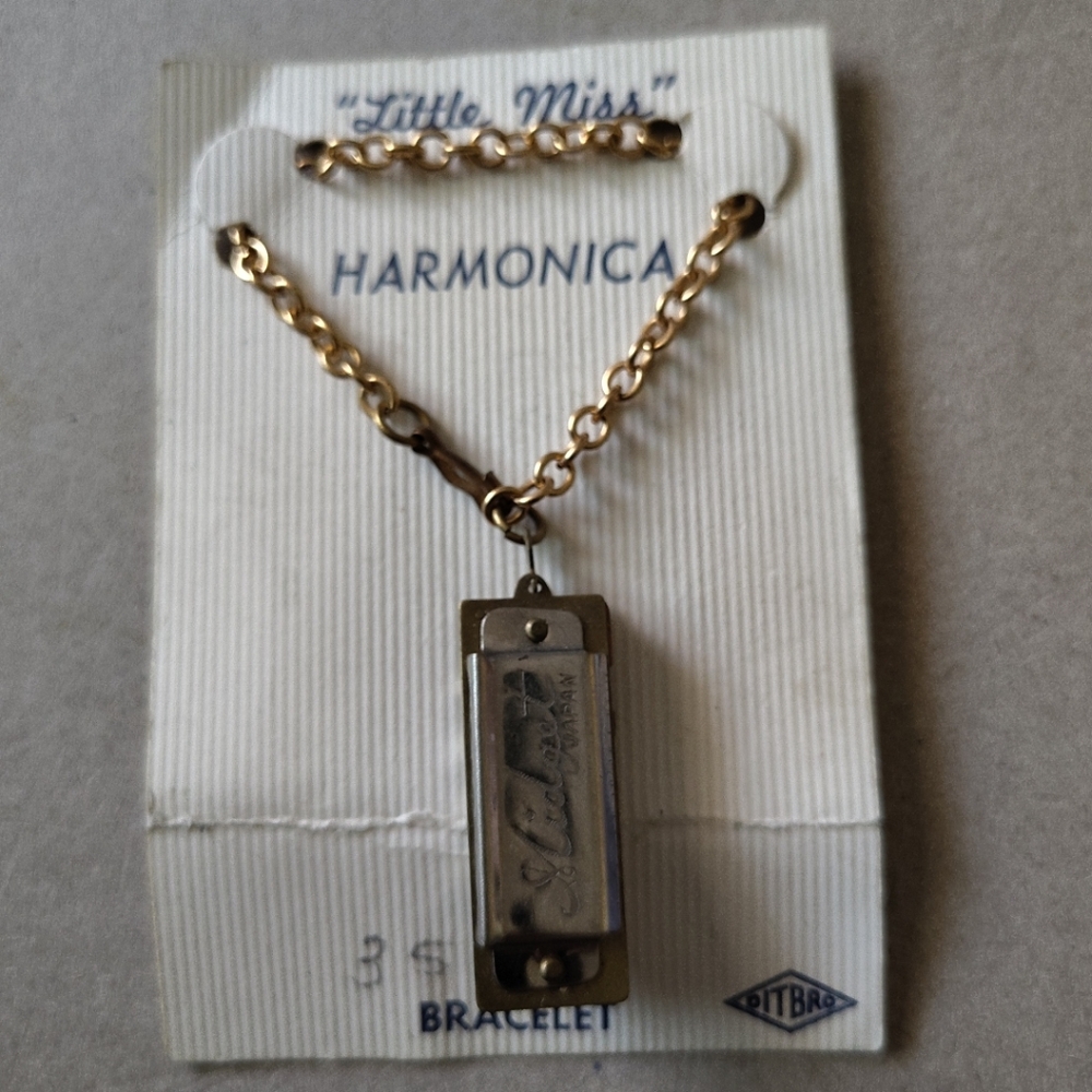 Gold Tone Little Miss Harmonica Vintage Bracelet